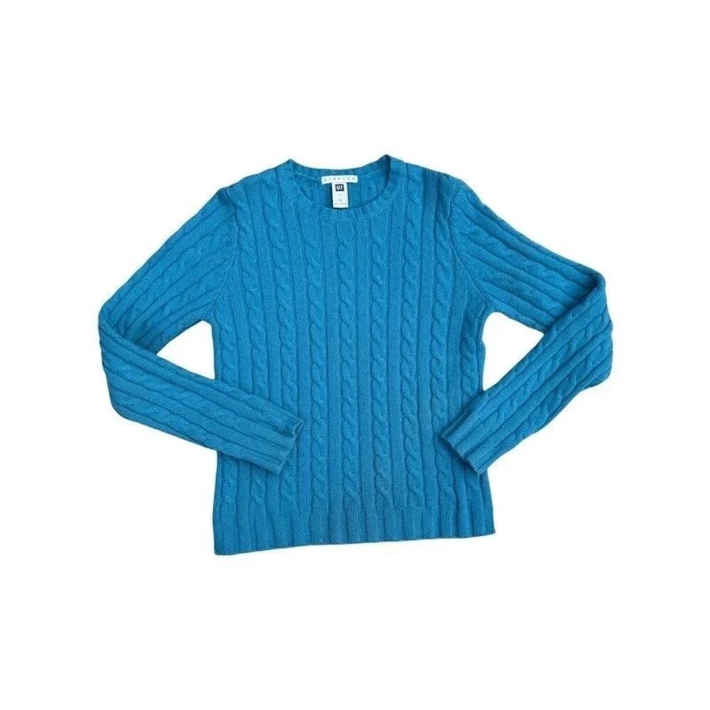 Preppy Academia Cable Knit Crewneck Sweater Gap Lambswool Vintage 2005 - M